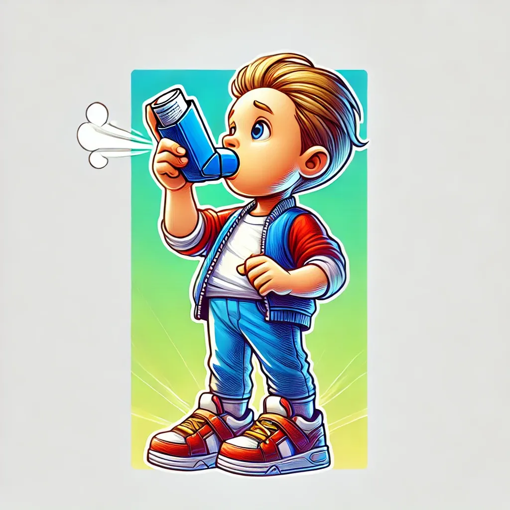 Image of a child taking his inhaler for his asthma disability